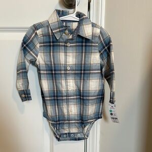 Blue Plaid Baby Bodysuit